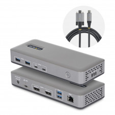 StarTech.com Docking Station USB-C de 2 Monitores DisplayPort - 4K 60Hz - Red Ethernet de 1Gbps - Dock Multipantalla - PD de 100W para Carga de Portá
