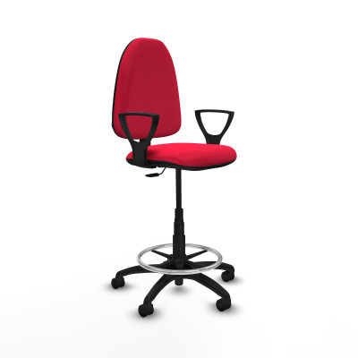 Taburete Aýna CP bali rojo brazos fijos base poliamida ruedas nailon 50mm