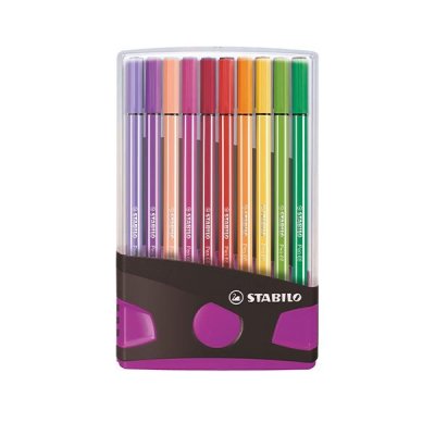 STABILO Rotulador Pen 68 Antracita rosa - Trazo 1 mm - Colores surtidos - 20 ud