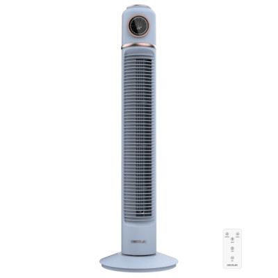 Cecotec EnergySilence 1090 Skyline Retro Smart Ventilador de Torre de 32 de Altura - 40W - Mando a Distancia - Pantalla LED Tactil - 3 Velocidades - Temporizador - Oscilante - Color Azul Claro