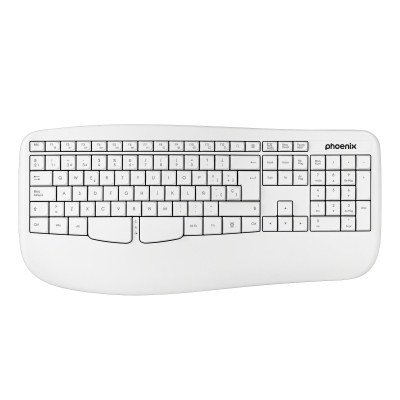 Phoenix k201 teclado ergonómico inalámbrico 2.4ghz blanco