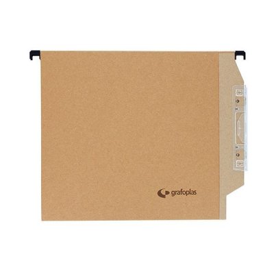 GRAFOPLAS Paq.50 carpetas colgantes visor lateral lomo V A4 kraft