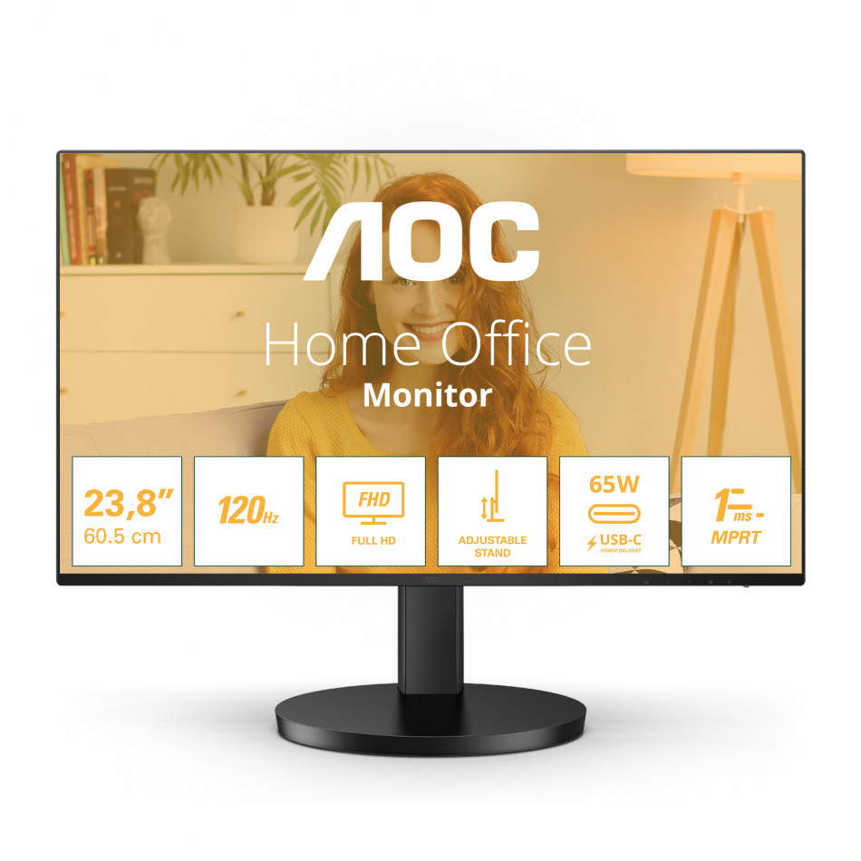 Monitor Profesional AOC 27B3CF2 27"/ Full HD/ Multimedia/ Regulable en altura/ Negro