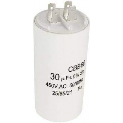 Condensador MOTOR 30uF 450Vac FASTON sin Torno M8 Medidas 45x90mm