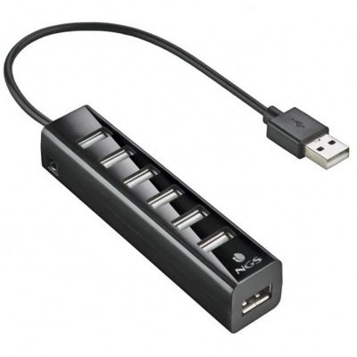 Hub 7 puertos usb 2.0 ngs tiny negro plug play - 480mbps