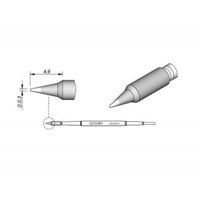 Cartucho Punta Conica 0,3mm T210 JBC
