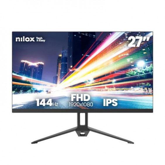 Monitor Nilox NXM27FHD14411, 27 pulgadas, Full HD, IPS, 144 Hz, 5 ms, HDMI, VGA, negro