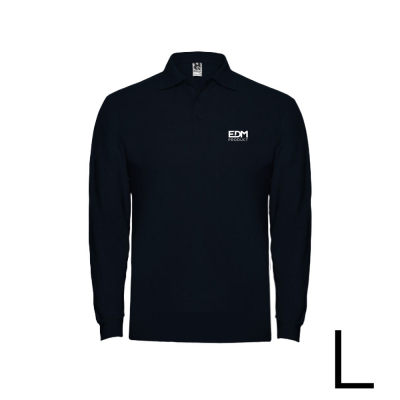 *merchandising* polo negro manga larga talla-l 65% poliéster 35% algodón edm