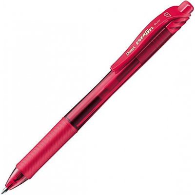 Pentel Energel X Boligrafo de Bola Retractil - Punta 0.7mm - Trazo 0.35mm - Tinta Gel - Recargable - Grip de Agarre - 50% de Materiales Reciclados - Color Rojo