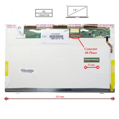 Pantalla para portátil LED 14 40 pin 1366x768