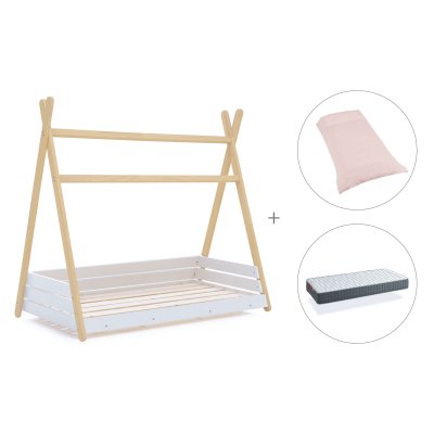 Cama júnior Montessori madera 90x200 cm + colchón + nórdico Cremarosa · Homy Life XL