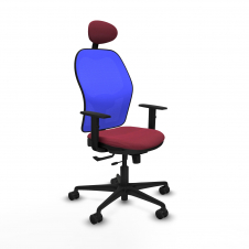 Piqueras y Crespo Jorquera traslack malla azul bali granate brazos 1D base nailon cabecero fijo ruedas 65mm nailon