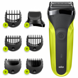 Afeitadora Braun Series 3 Shave&Style 300BT, con recortadora de barba, de precisión y 5 peines, verde eléctrico