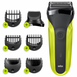 Afeitadora Braun Series 3 Shave&Style 300BT con recortadora de barba de precisión y 5 peines verde eléctrico