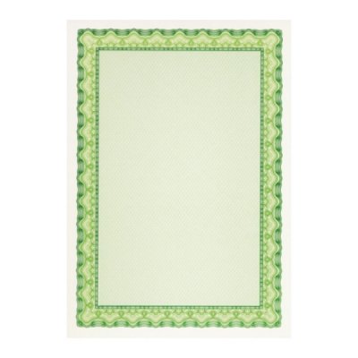 Apli Pack de 10 Hojas de Papel Certificado - Diseño de Concha - 115gr - Ideal para Certificados y Diplomas - Compatible con Impresoras y Escritura Manual - Color Verde Esmeralda