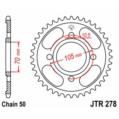 Corona JT SPROCKETS acero estándar 278 - Paso 530 JTR278.36