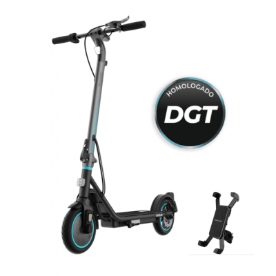 Cecotec Bongo Serie D20 Mobile Patinete Electrico - 250W - Autonomia 20km - Ruedas de 8.5” - Frenos Electricos y de Disco - Homologacion DGT - Soporte Movil - Velocidad Maxima 20km/h - Color Negro y A