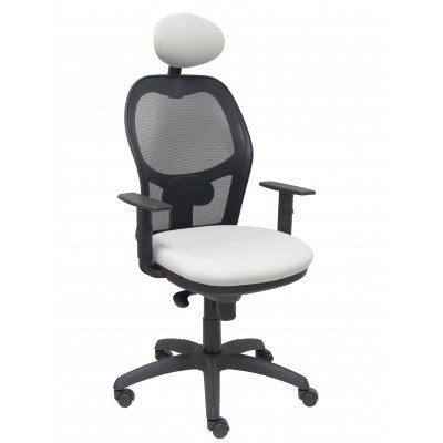 Silla Jorquera malla negra asiento bali gris claro con cabecero fijo