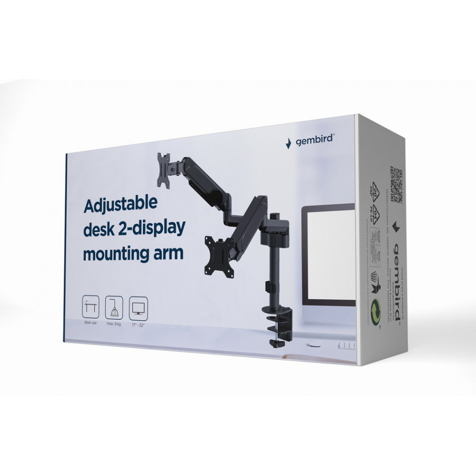 MA-DA2P-01 soporte para monitor 81,3 cm (32") Escritorio Negro