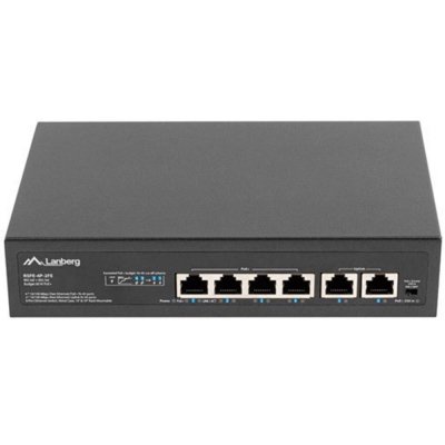 Switch lanberg 6 puertps 100mb 4xpoe+ - 2x fast ether 60w rack 10 pulgadas - 19 pulgadas