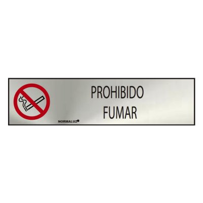 Cartel informativo prohibido fumar (inox adhesivo 0.8mm) 5x20cm normaluz