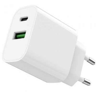 Cargador de Pared SPC Fast Charger 4341B/ 1xUSB Tipo-C/ 1xUSB/ 20W/ Blanco