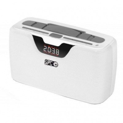 RADIO SPC STORM BOOMBOX - ALMACENA 50 EMISORAS - JACK 3.5MM/USB/MICROSD/BLUETOOTH - MP3 - PANTALLA LED - BATERÍA - BLANCA