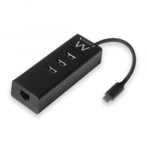 EWENT EW1141 Hub Tipo-C 3Pts.USB 3.1+1pto. GIGABIT