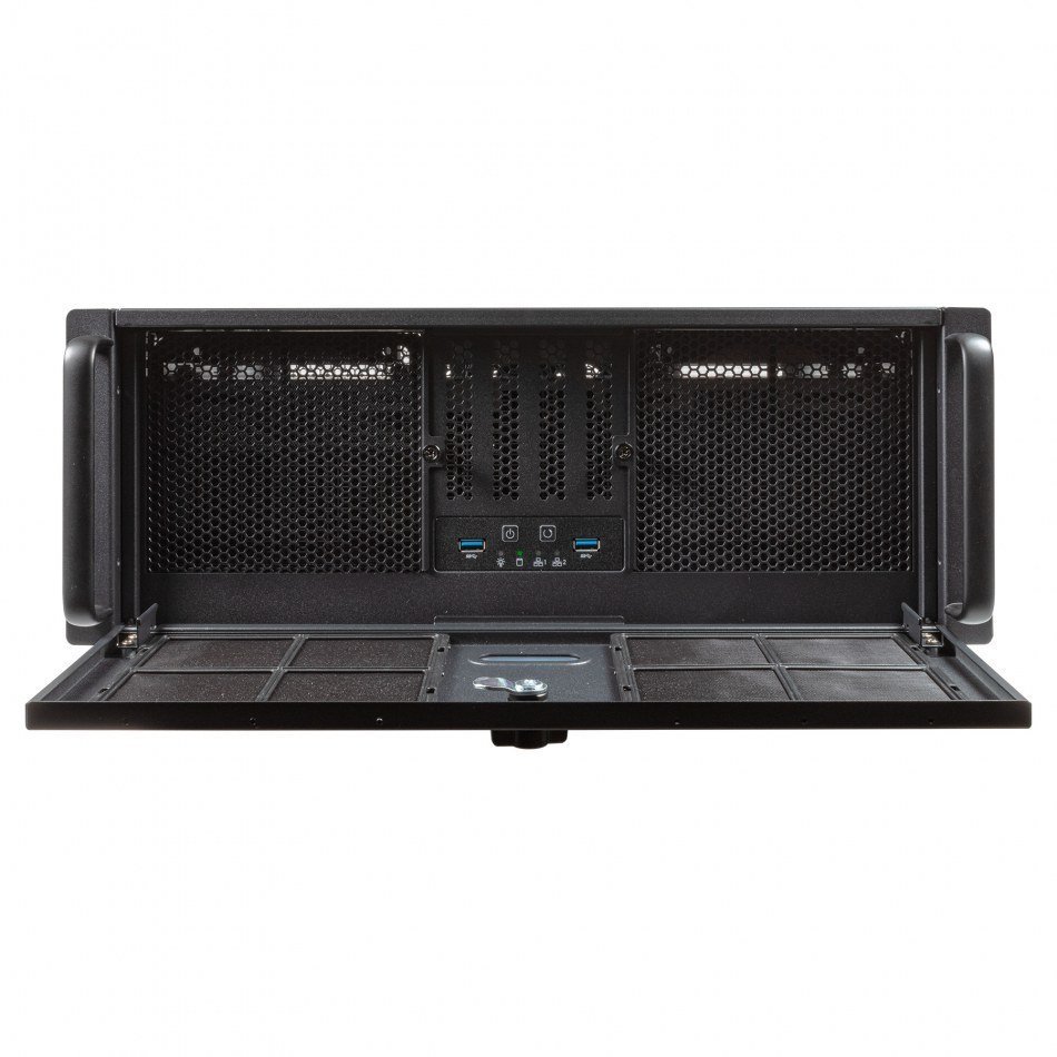 Unykach UK4339H Caja Rack 4U 19" - Tamaños de Disco Soportados 3.5", 2.5" - Filtro Antipolvo - USB-A 3.0, USB-C - Color Negro