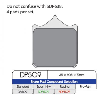 Pastillas de freno metal sinterizado estándar DP BRAKES DP509