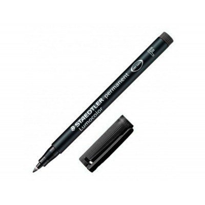 Staedtler Lumocolor 318 Rotulador Permanente - Punta Fina Redonda - Trazo 0.6mm - Capuchon con Clip - Secado Rapido - Color Negro