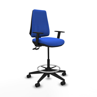 Taburete Elche AS bali azul brazos 1D base piramidal ruedas 65mm nailon