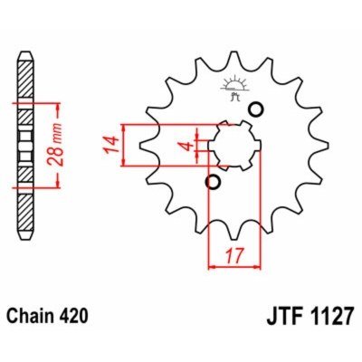 Piñon JT 1127 de acero con 13 dientes JTF1127.13