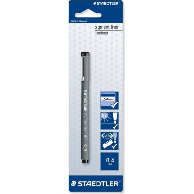 Staedtler Pigment Liner 308 Blister con Rotulador Calibrado - Trazo 0.4mm - Punta Engarzada en Metal - Color Negro