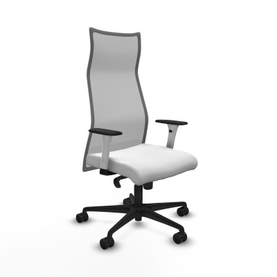 Albacete malla sincro malla gris bali blanco brazos blancos base nailon ruedas 65 mm nailon
