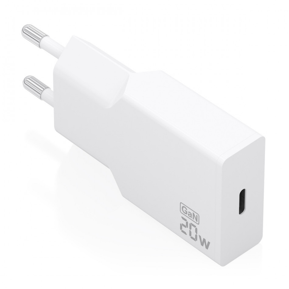 AISENS - CARGADOR ULTRA DELGADO GaN 20W, 1xUSB-C PD3.0, BLANCO