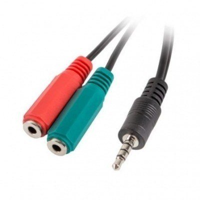 ADAPTADOR JACK ESTÉREO 3.5 MACHO A 2X JACK 3.5MM HEMBRA LANBERG AD-0023-BK - CABLE 20CM