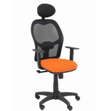 Piqueras y Crespo Silla Alocén malla negra asiento bali naranja brazos regulables cabecero fijo
