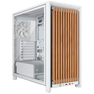 Caja ordenador gaming corsair frame 4000d rs wood atx cristal templado blanca