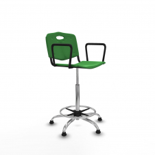 Piqueras y Crespo Taburete Robledo giratorio pl?stico verde brazos fijos base cromada topes