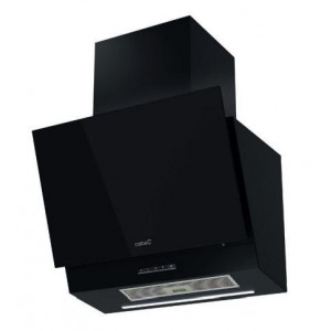 Campana decorativa de pared inclinada Cata THALASSA 600GBK, 60 cm, 811 m3/h, clase A, 3 velocidades + intensiva, 67dB, cristal negro