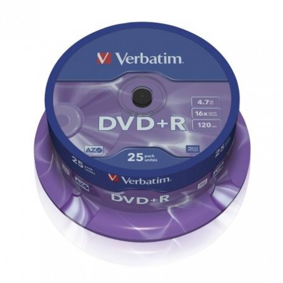 DVD+R Verbatim Advanced AZO 16X/ TarrinA25uds