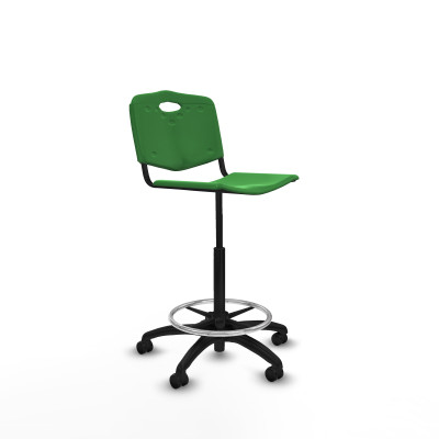 Taburete Robledo giratorio plástico verde sin brazos base poliamida ruedas engomadas 50mm
