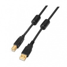 Cable USB 2.0 Impresora Aisens A101-0010/ USB Macho - USB Macho/ 3m/ Negro