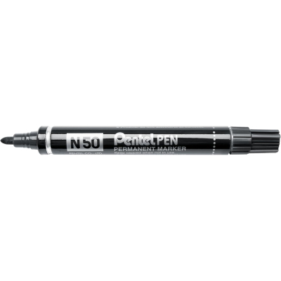 Pentel Pen N50 Rotulador Permanente - Punta de 4.3mm - Resistente a Agua y Luz - Color Negro