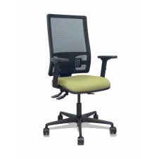 Piqueras y Crespo Silla Bormate asincro malla negra asiento bali verde oliva brazos 2D ruedas 65mm