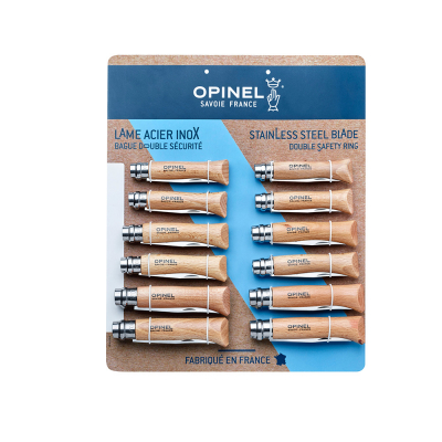 Expositor navajas opinel acero inoxidable, 12 uds (nº6, nº7, nº8 4 uds de cada numero)