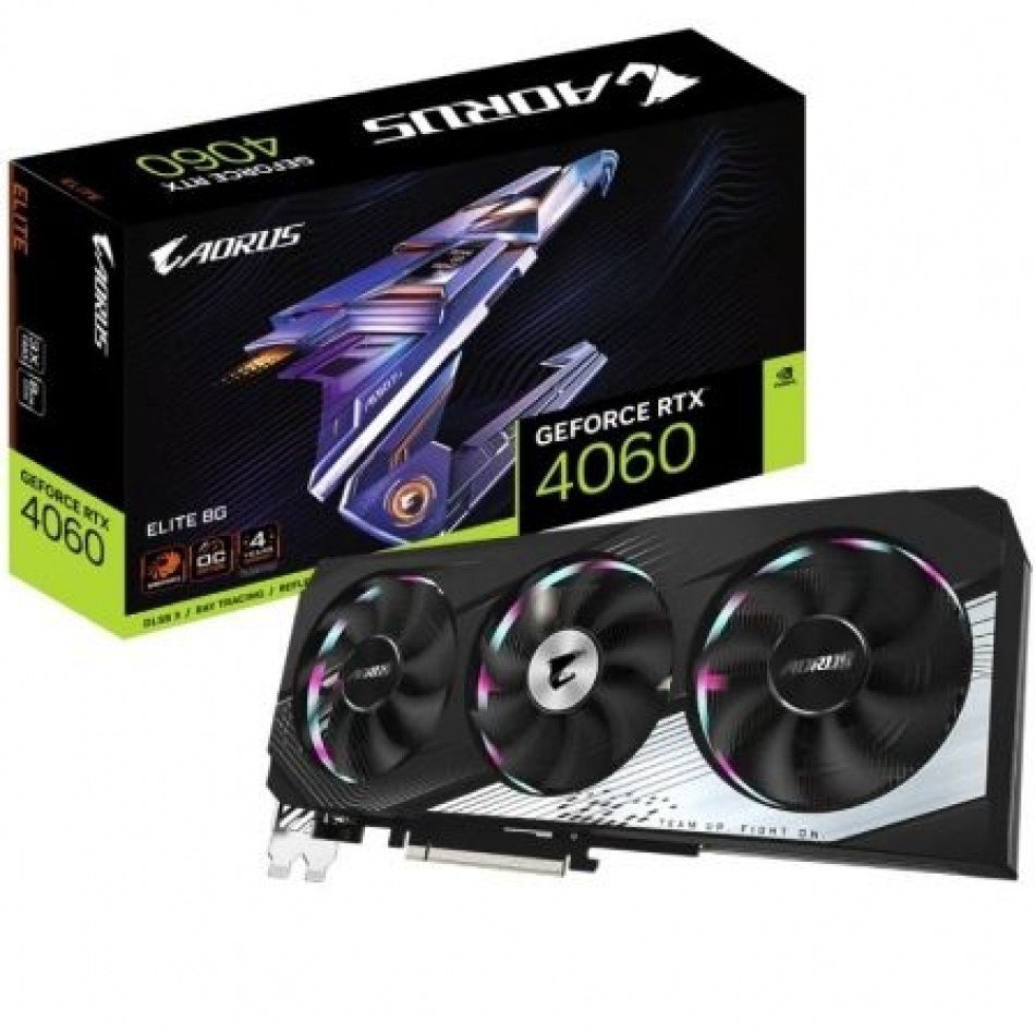 Tarjeta Gráfica Gigabyte AORUS GeForce RTX 4060 ELITE 8G/ 8GB GDDR6