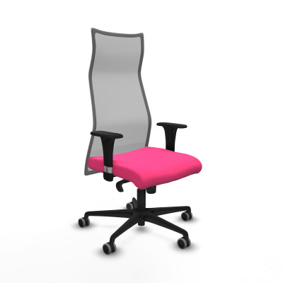 Albacete malla sincro malla gris similpiel rosa brazos 1D base nailon ruedas 65mm engomadas