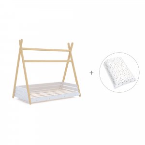 Cama cabaña Montessori madera 70x140 cm + nórdico Natura · Homy Life